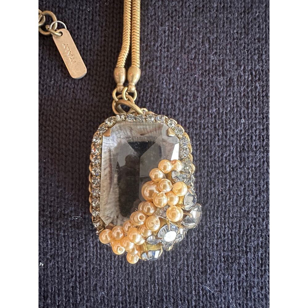 RADA Made in Italy Crystal Pendant Necklace Pearl Cluster Gold